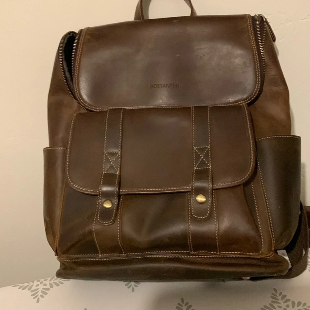 Brown Leather Backpack - Classic Men's Accessory